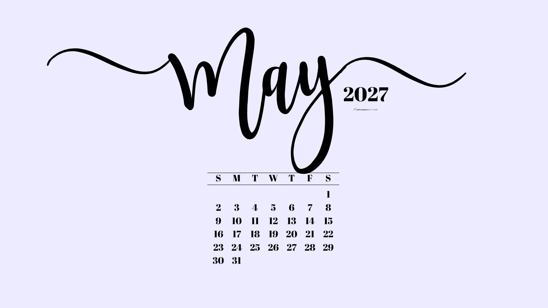 May 2027 Desktop Background Wallpaper - Lilac | SaturdayGift