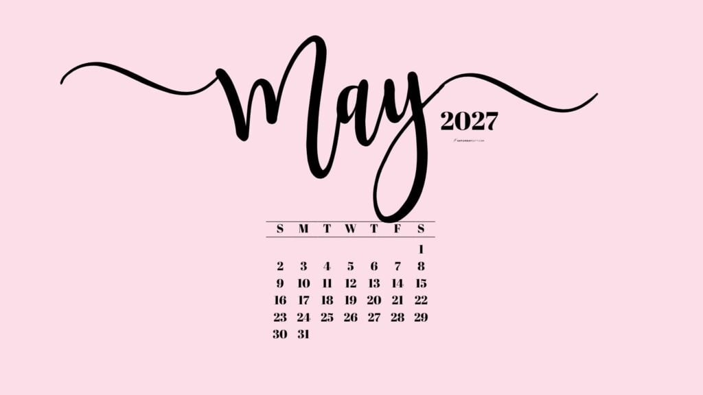 May 2027 Desktop Background Wallpaper - Pink | SaturdayGift