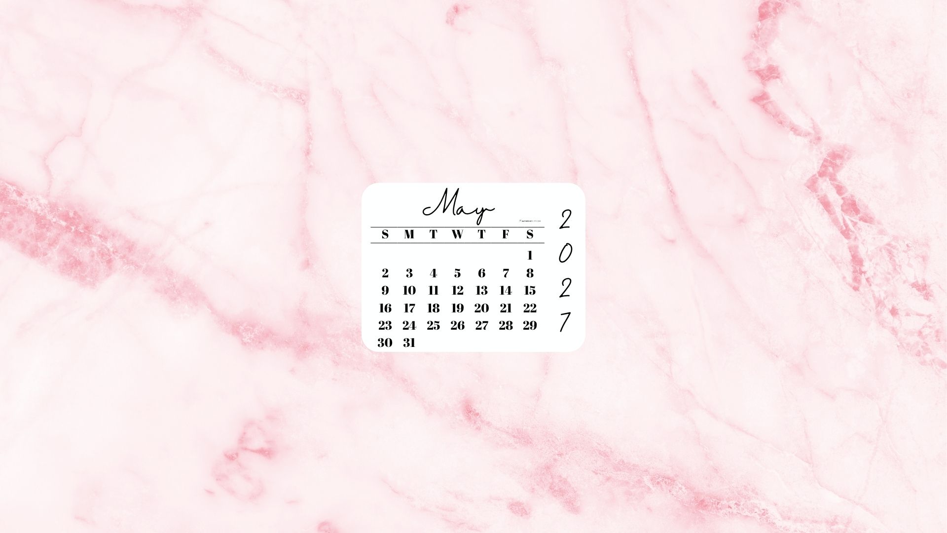 May 2027 Desktop Wallpaper Background - Light Rose | SaturdayGift
