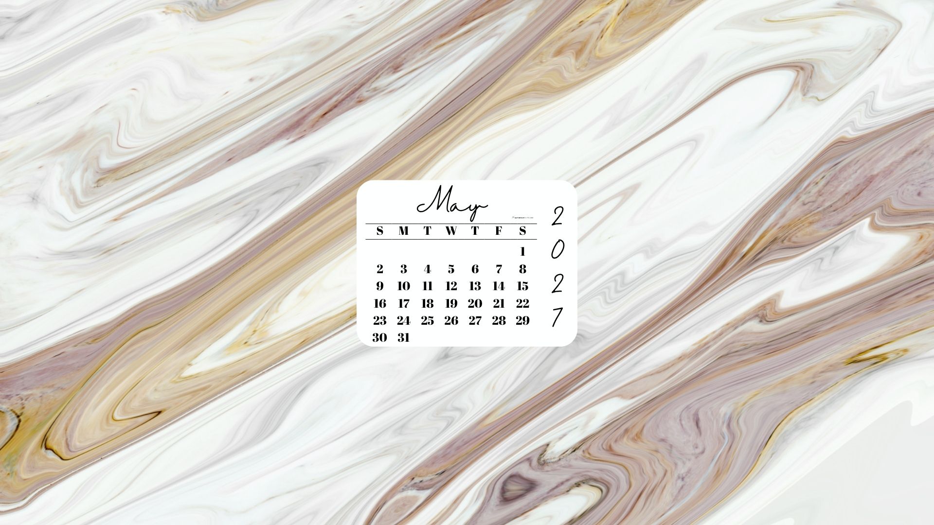 May 2027 Desktop Wallpaper Background - Marble | SaturdayGift