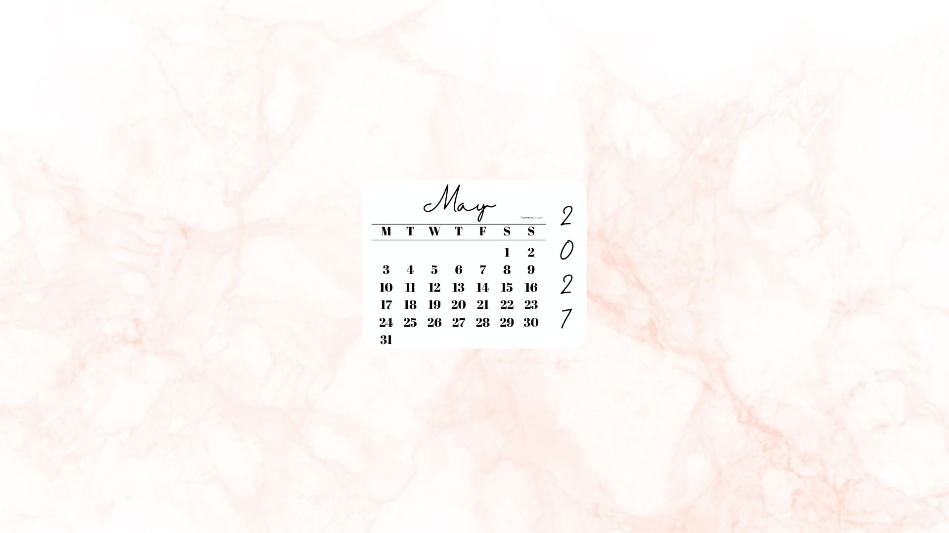 May 2027 Desktop Wallpaper Background - Peach | SaturdayGift