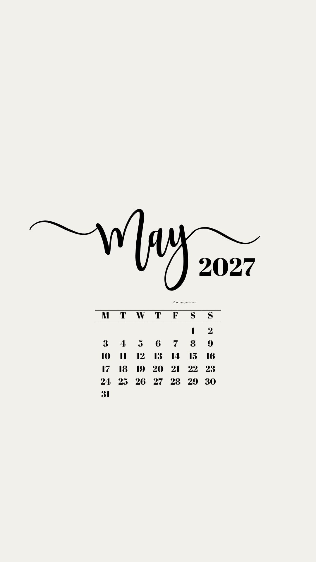 May 2027 Phone Background Wallpaper - Beige | SaturdayGift