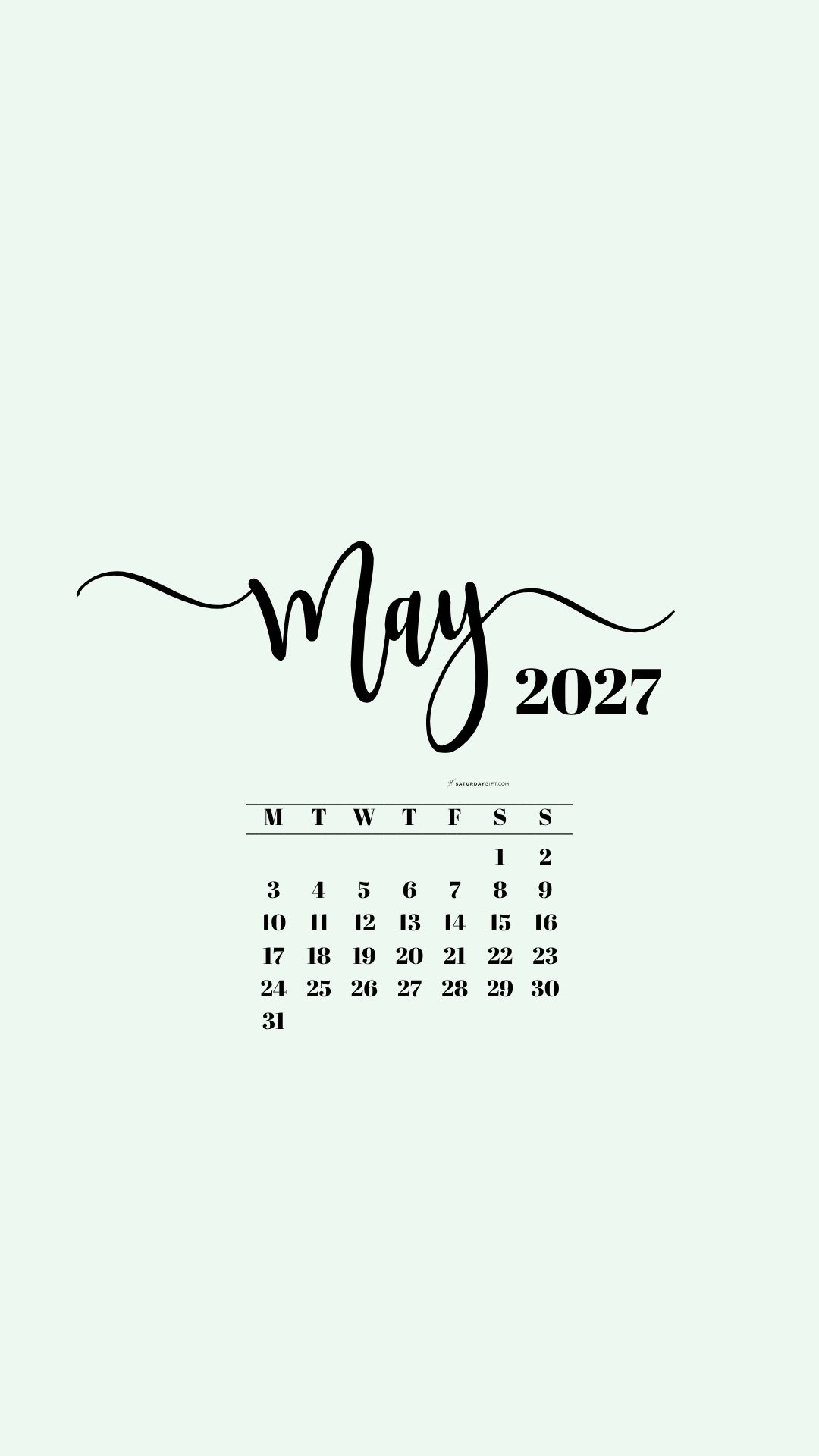 May 2027 Phone Background Wallpaper - Green | SaturdayGift