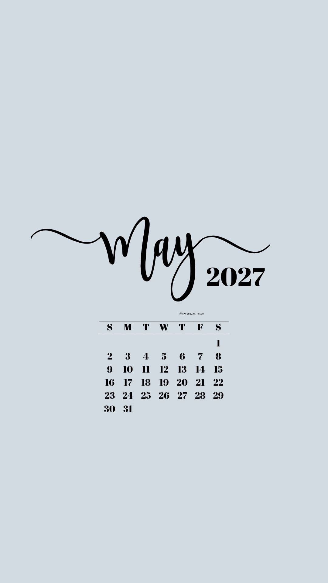 May 2027 Phone Background Wallpaper - Grey | SaturdayGift
