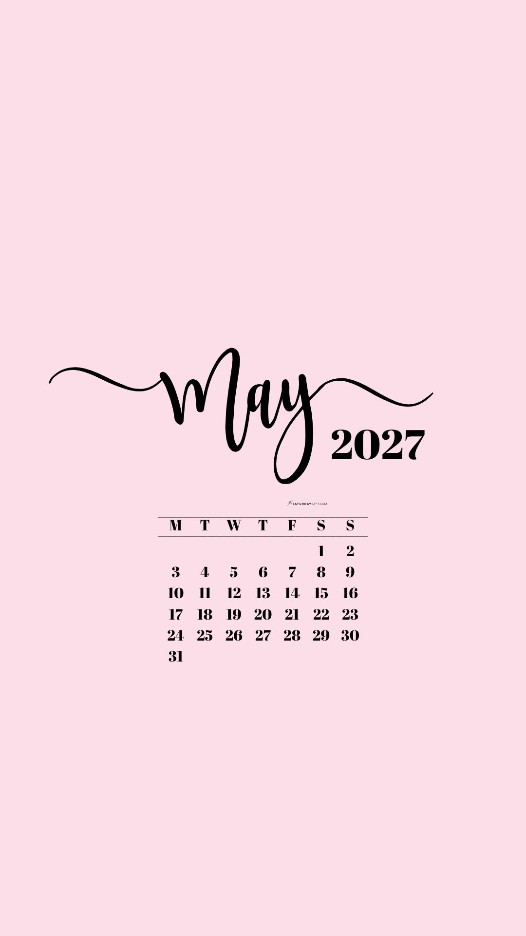 May 2027 Phone Background Wallpaper - Pink | SaturdayGift