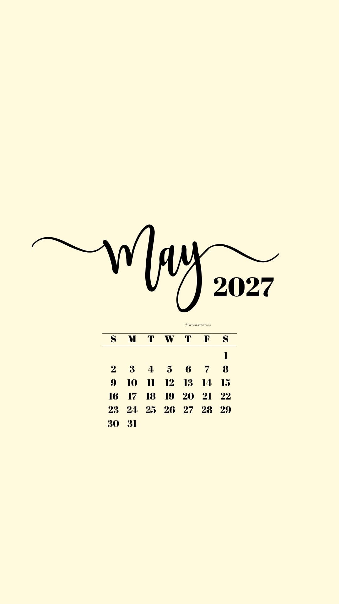 May 2027 Phone Background Wallpaper - Yellow | SaturdayGift
