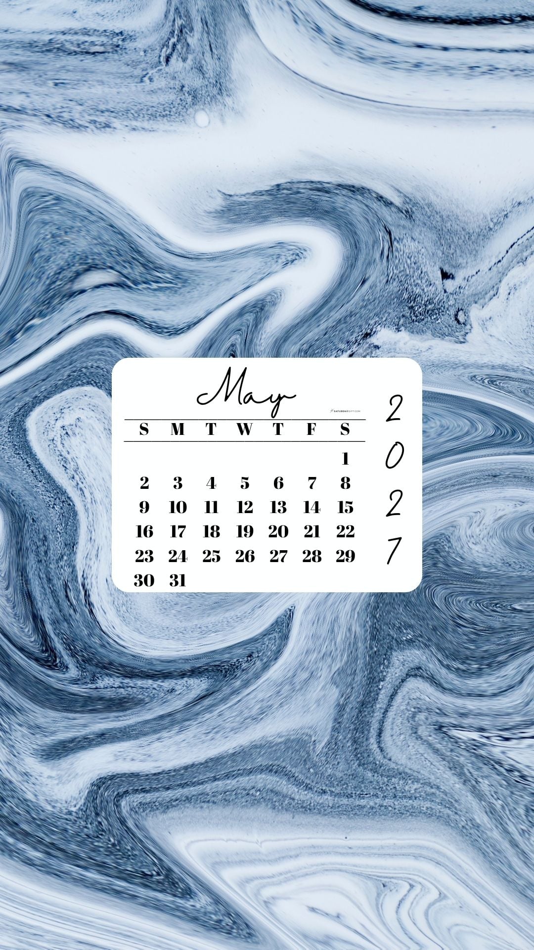 May 2027 Phone Wallpaper Background - Blue Marble | SaturdayGift