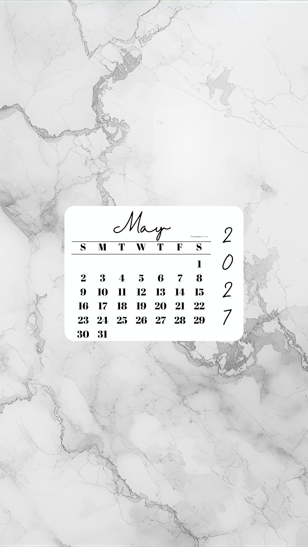 May 2027 Phone Wallpaper Background - Light Grey | SaturdayGift