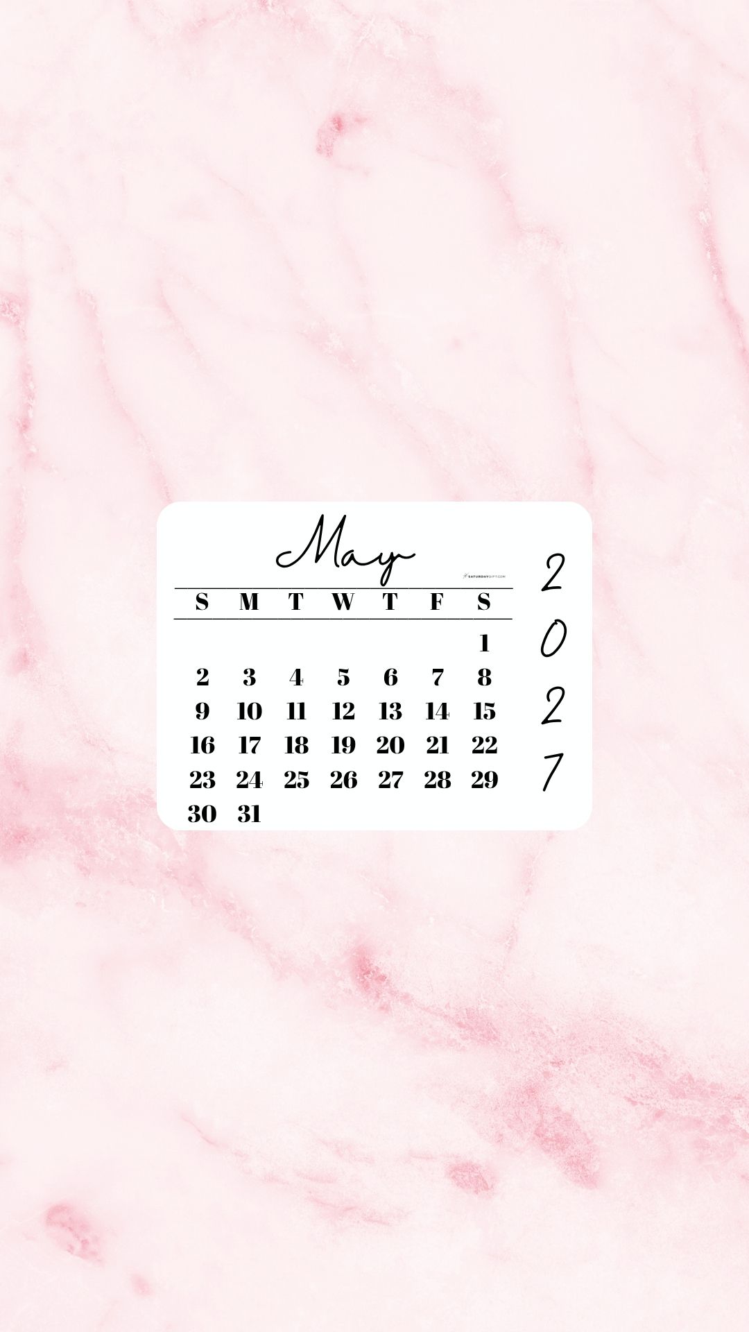 May 2027 Phone Wallpaper Background - Light Rose | SaturdayGift