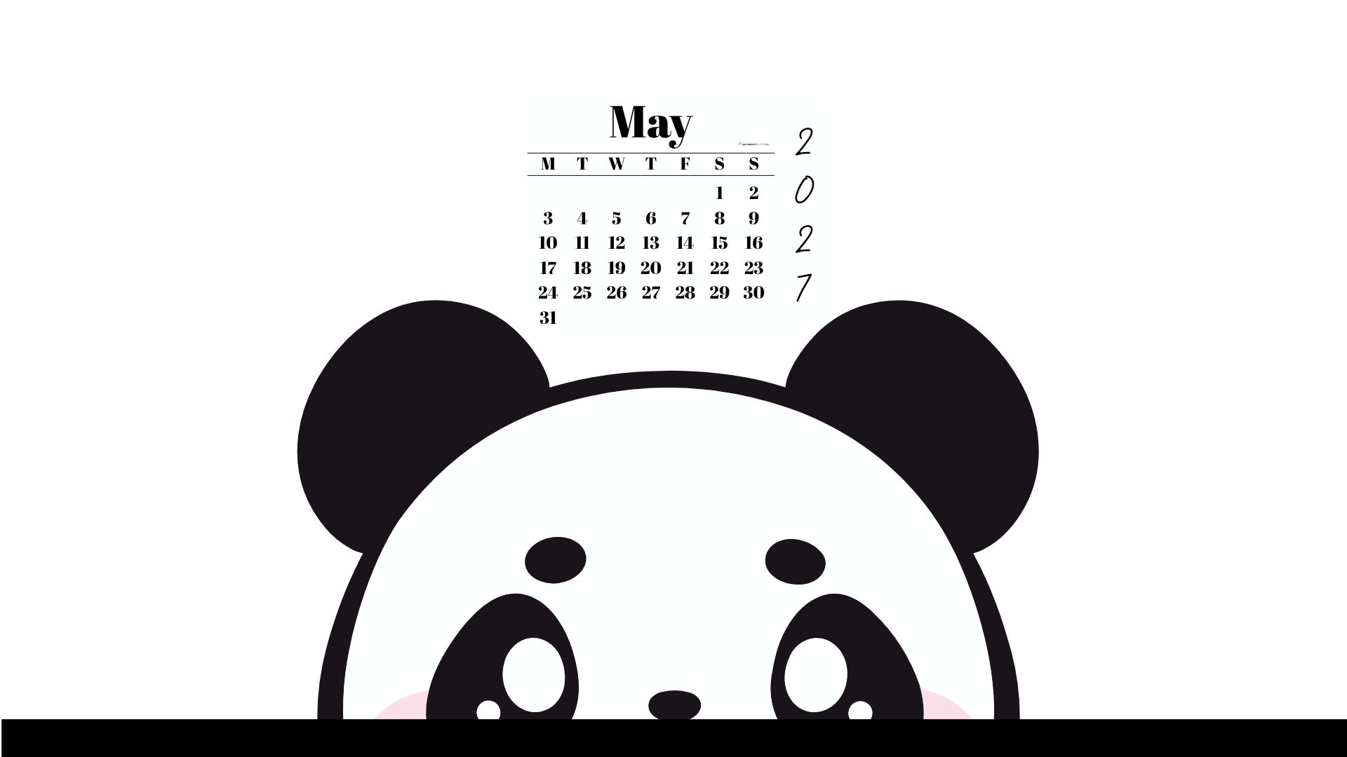 May 2027 Wallpaper for Desktop - Shy Panda | SaturdayGift