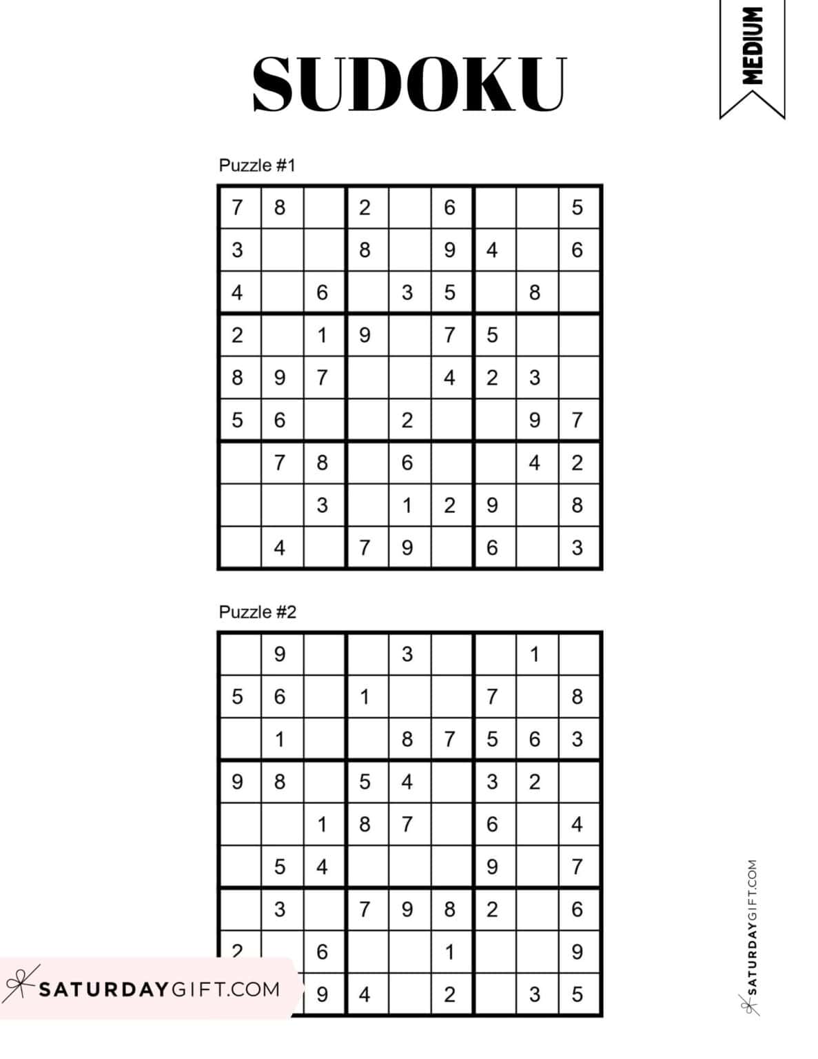 72 Free Printable Sudoku Puzzles | SaturdayGift