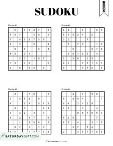 72 Free Printable Sudoku Puzzles | SaturdayGift