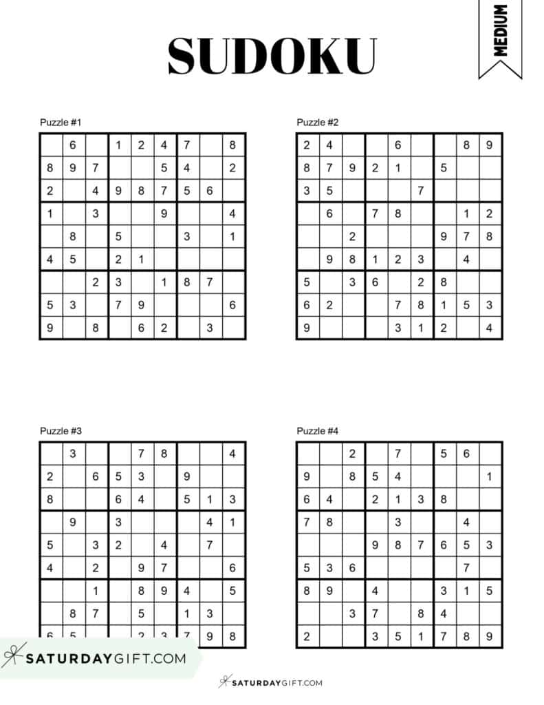 72 Free Printable Sudoku Puzzles | SaturdayGift