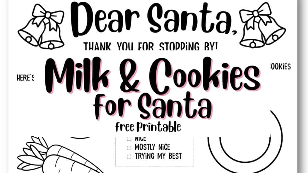 Milk and Cookies for Santa Printable - Free Template | SaturdayGift