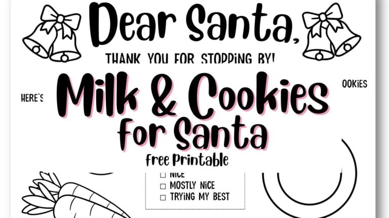 Milk and Cookies for Santa Printable - Free Template | SaturdayGift