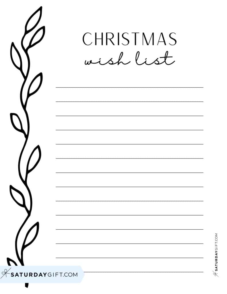 Minimal Christmas Wish List Black & White | SaturdayGift