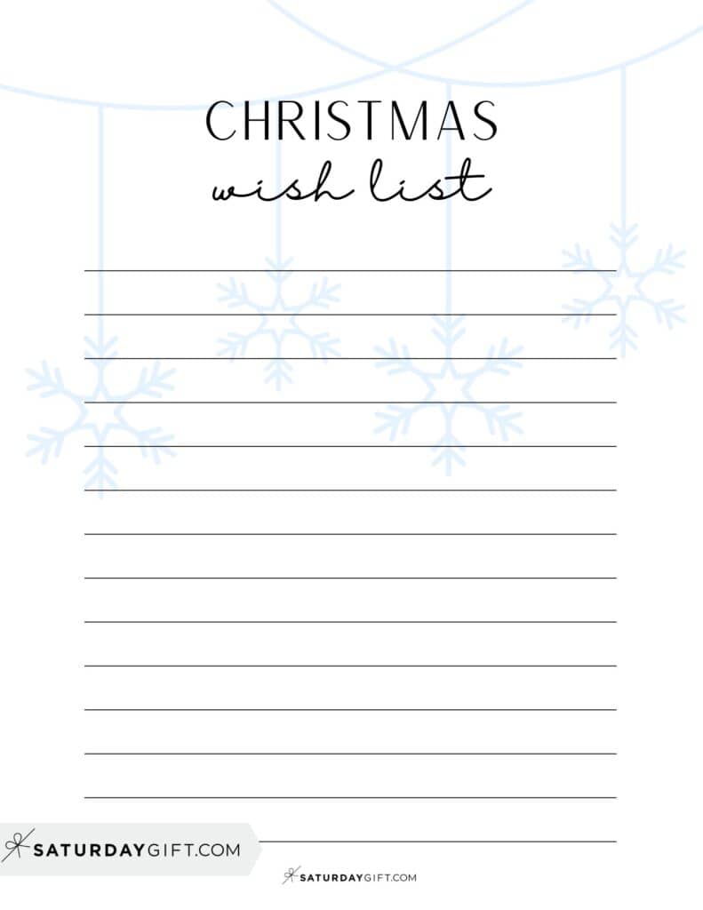 Minimal Christmas Wish List Blue | SaturdayGift