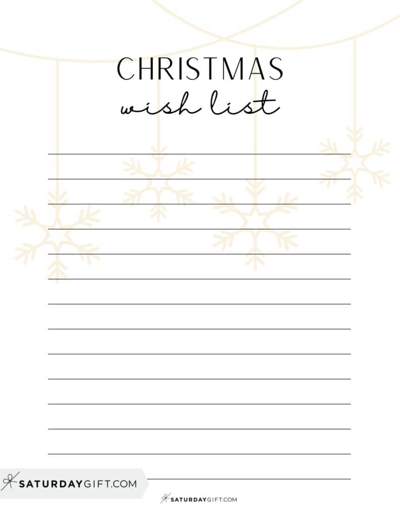 Minimal Christmas Wish List Gold | SaturdayGift