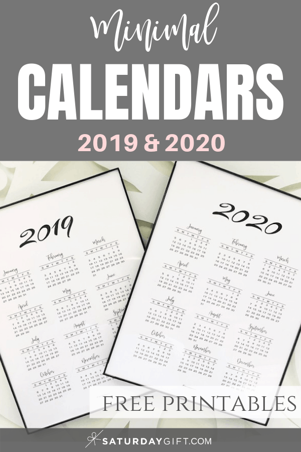 minimal one page calendar for 2019 amp 2020 free printables personal calendar 2020