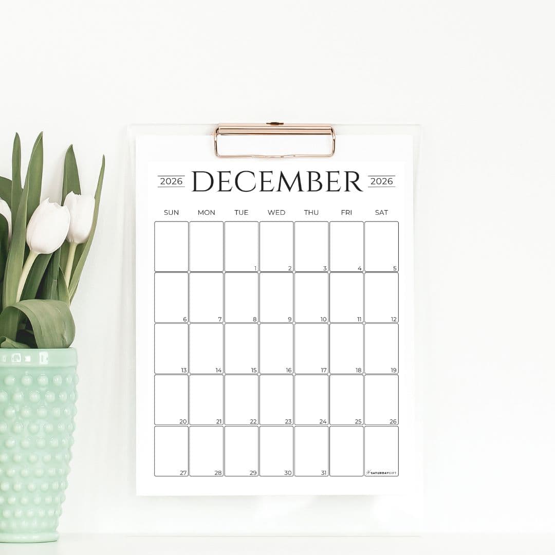 Simple Calendar 2026 Free Printable Vertical Calendars