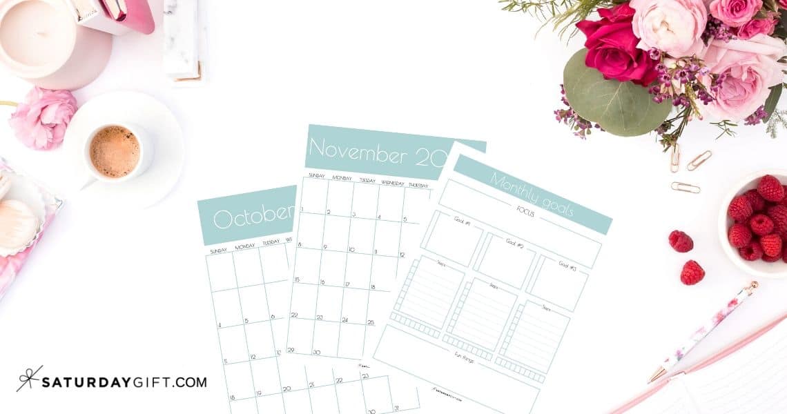 pretty practical monthly goals template and calendar mini calendar template 2020