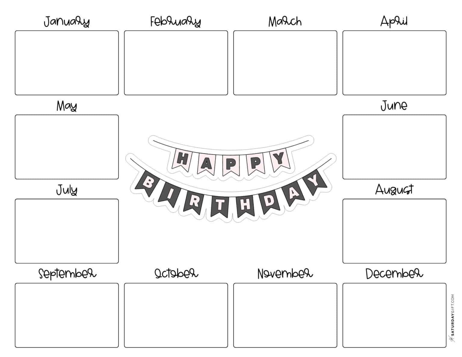 26 Cute &amp; Free Printable Birthday Calendar Templates | SaturdayGift