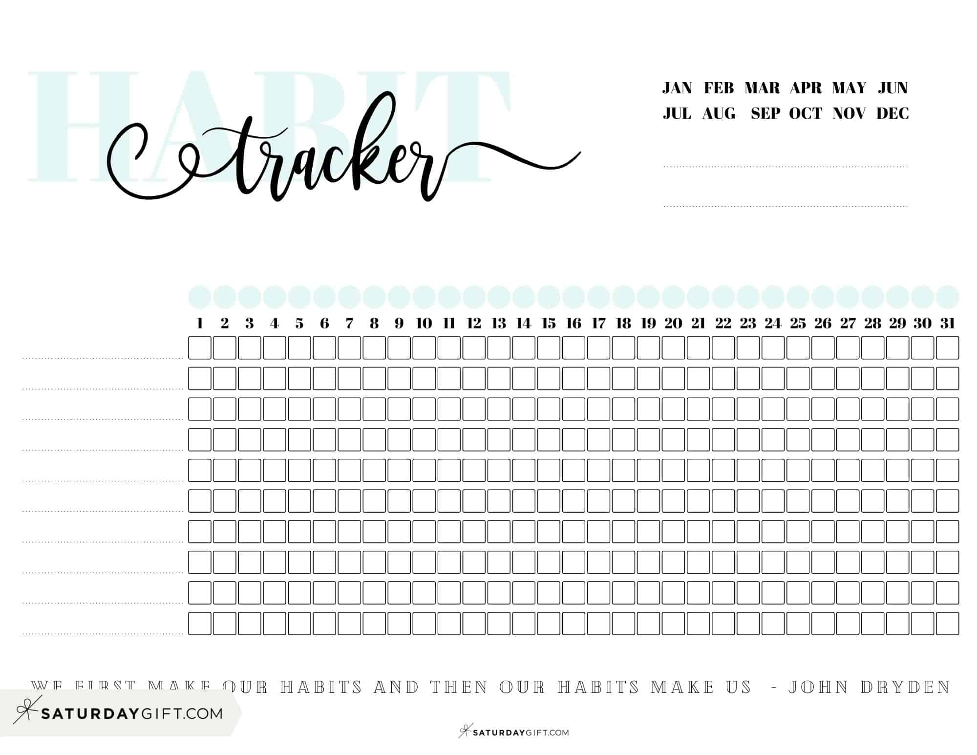 Habit Tracker Printable - 43 Cute & Free Printable Habit Trackers