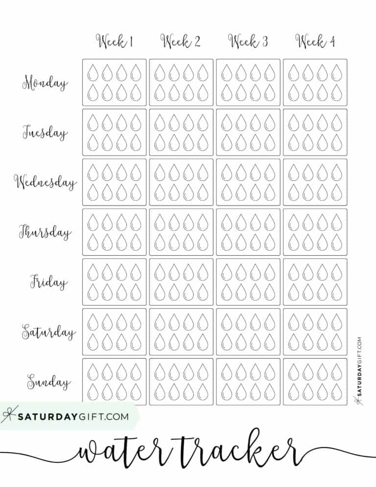 Cute Water Tracker Printable Keep Track of Your Daily Water Intake