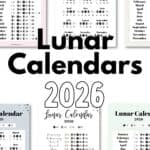 Moon Phase Calendars 2026 Free Printables by SaturdayGif