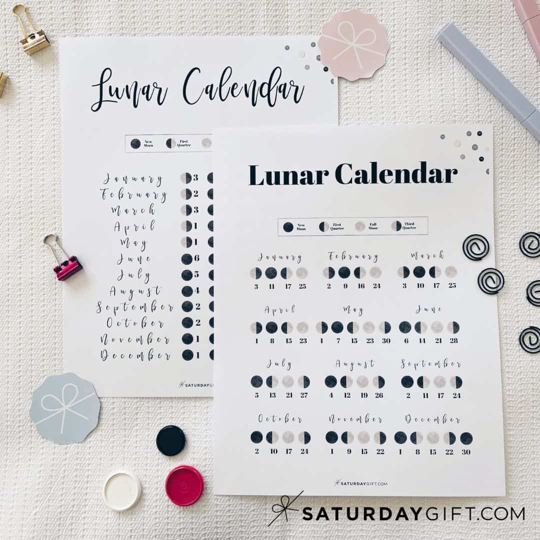 Moon Phase Calendar - 12 Cute &amp; Free Printable 2025 Lunar Calendars