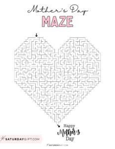 Mother's Day Maze Printable - Cute & Free Templates | SaturdayGift