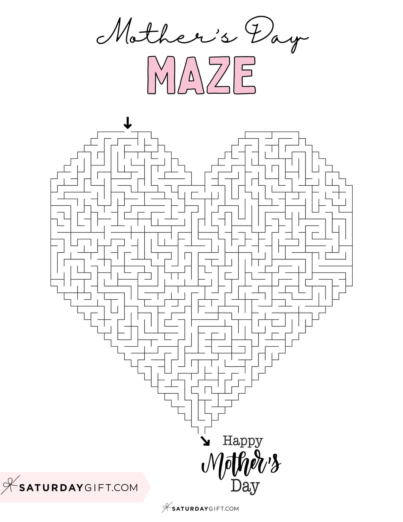 Mother's Day Maze Printable - Cute &amp; Free Templates | SaturdayGift