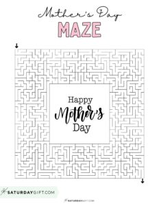 Mother's Day Maze Printable - Cute & Free Templates | SaturdayGift