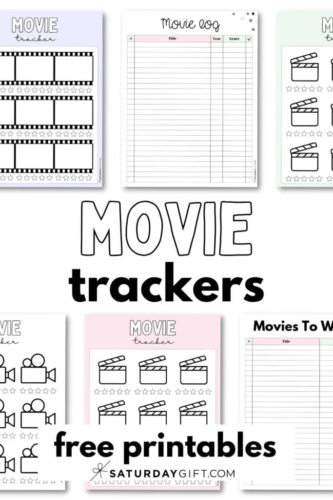 Movie Tracker Printables Aesthetic & Free | SaturdayGift
