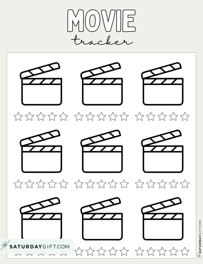 Movie Tracker Template Free Printable Beige