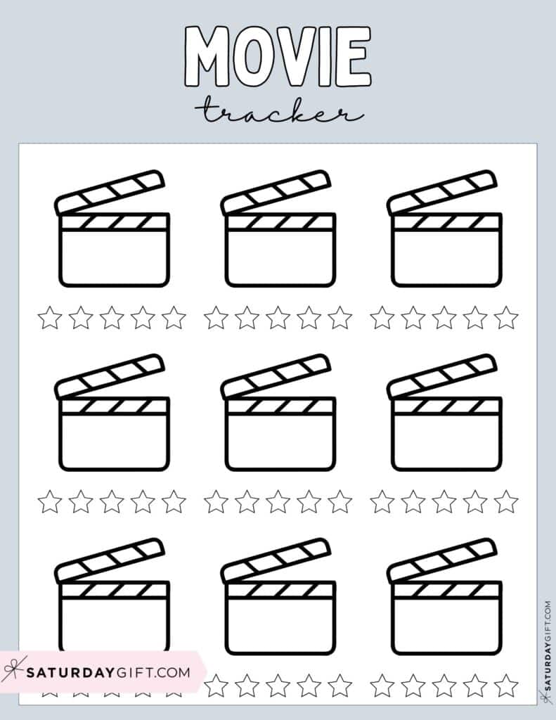 Movie Tracker Template Free Printable Grey