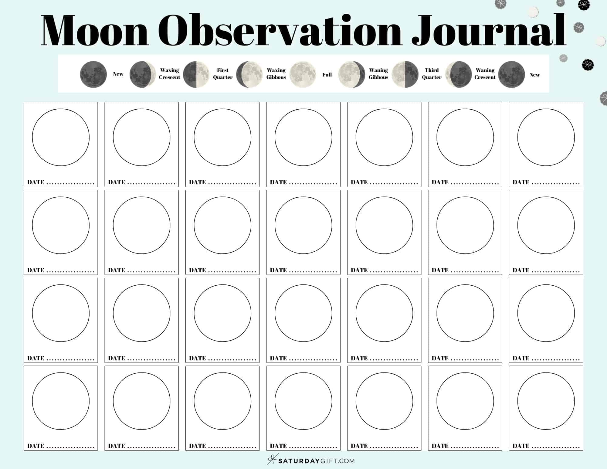 Moon observation journal Log the phases of the moon (Free printables)