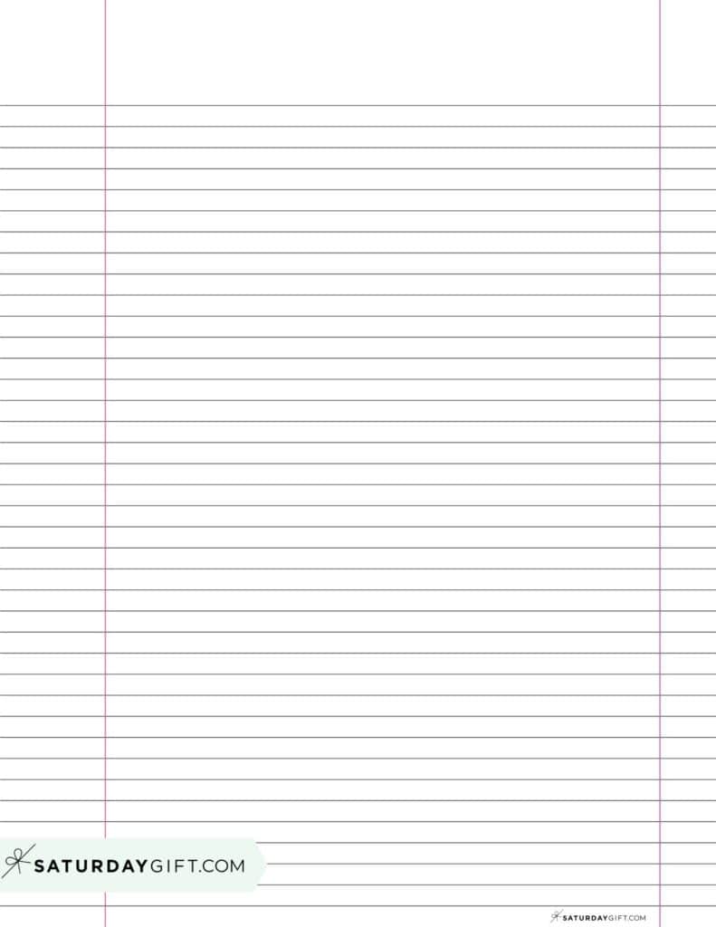 Narrow ruled paper with two margins | SaturdayGift