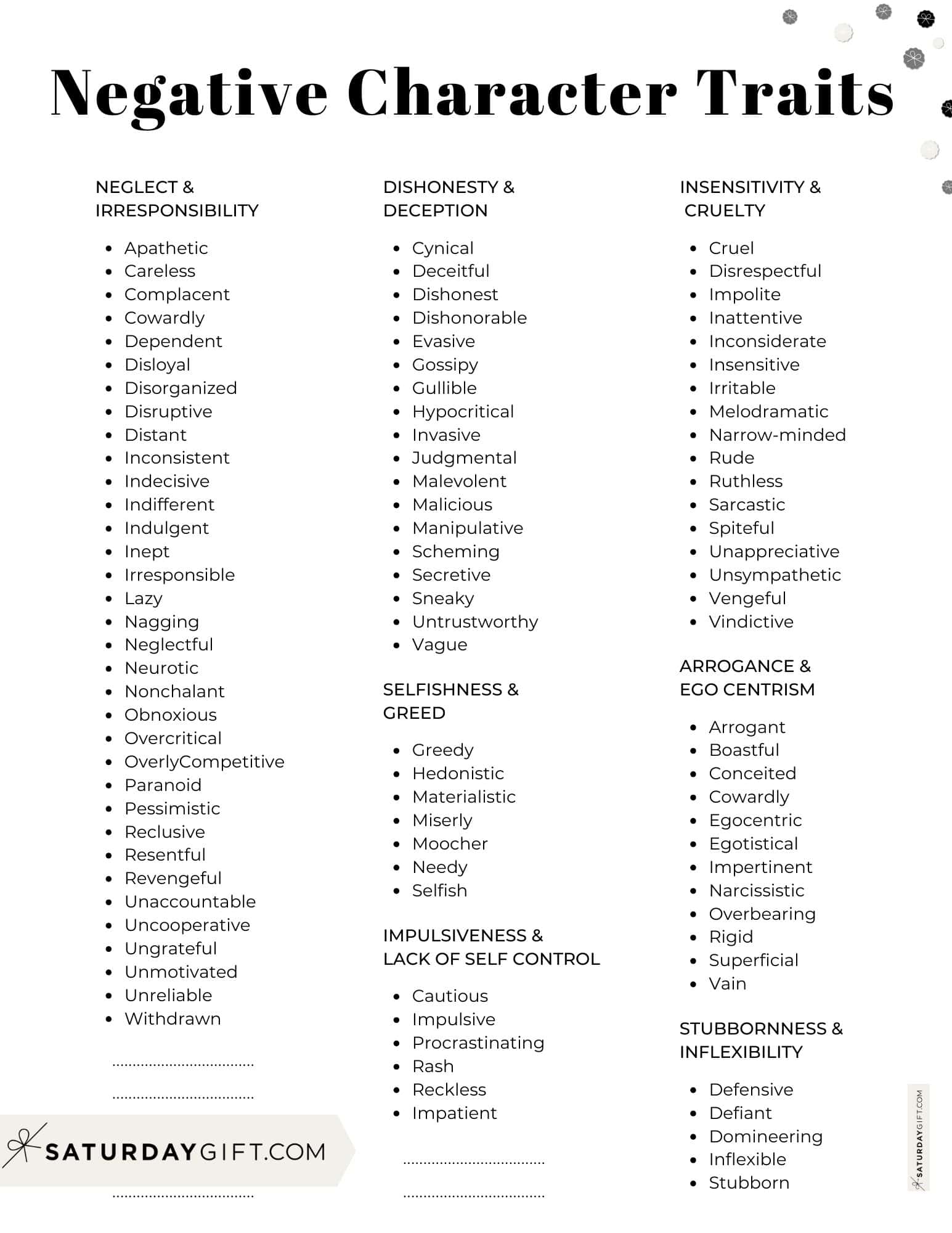 Negative Character Traits List 98 Negative Qualities & Examples