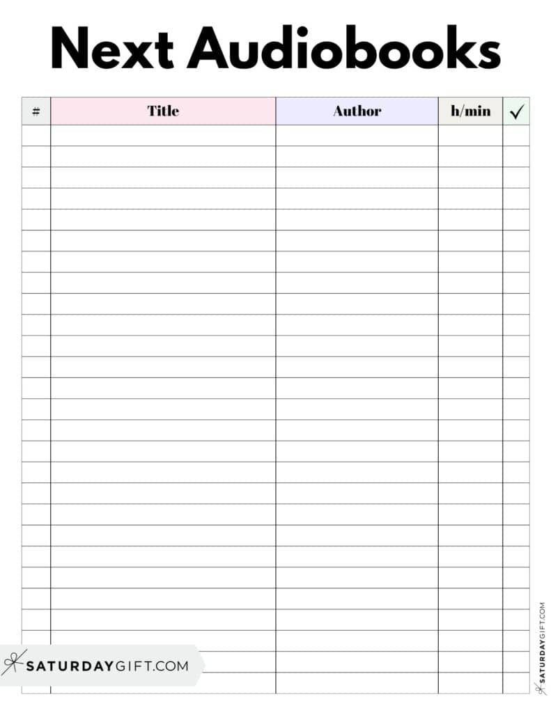 Next Audiobooks List - Author Title Hours and Minutes