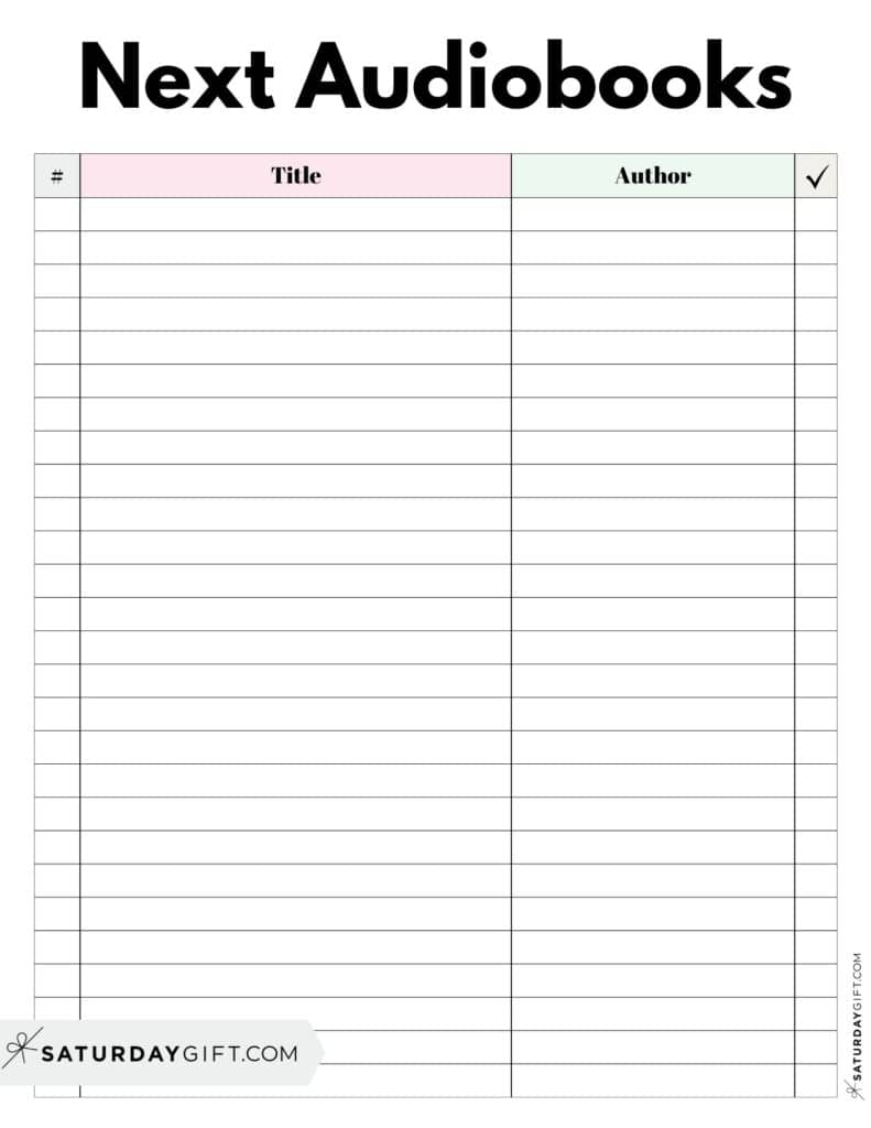 Next Audiobooks List Free Printable PDF