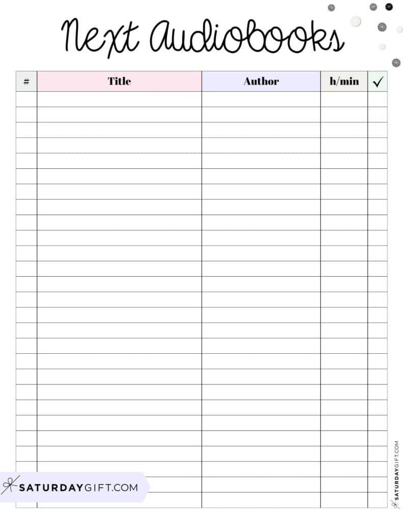 Next Audiobooks List with Hours & Minutes