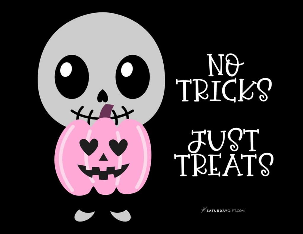 No Tricks Just Treats Halloween Sign Printable - Landscape