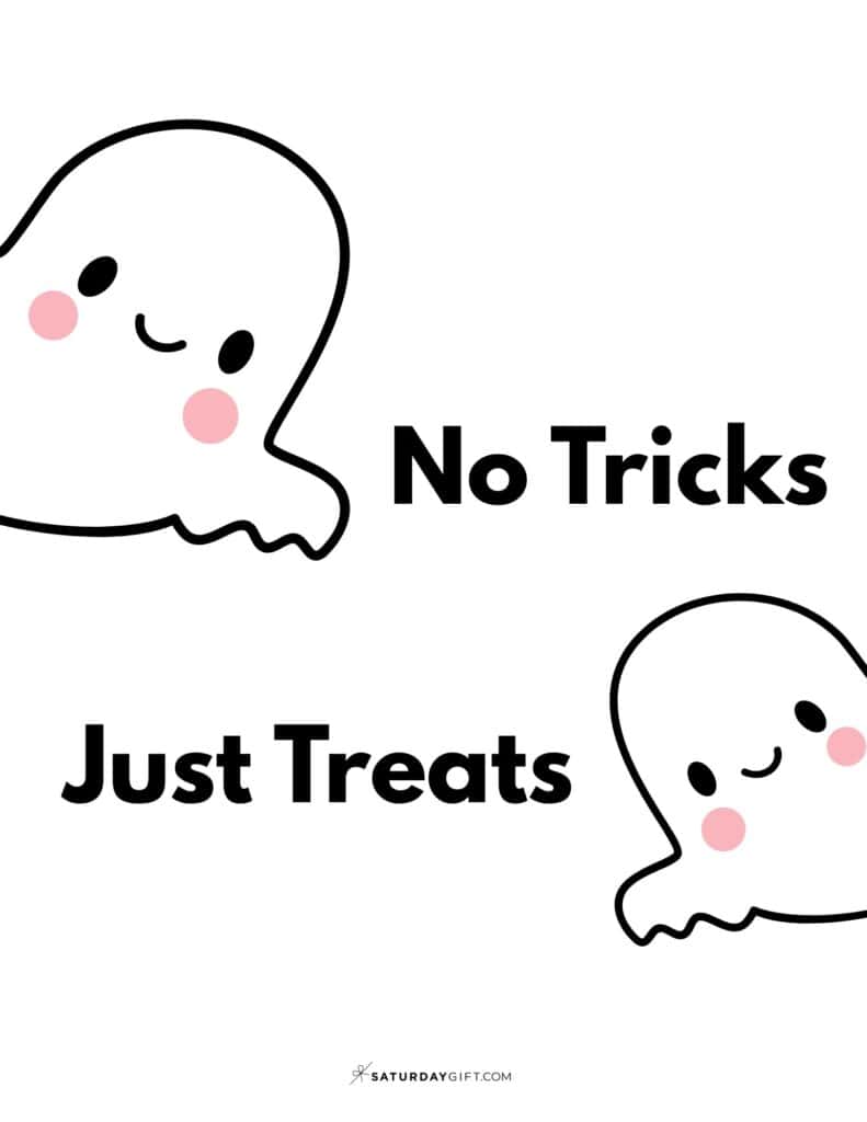 No Tricks Just Treats Halloween Sign Printable - Portrait