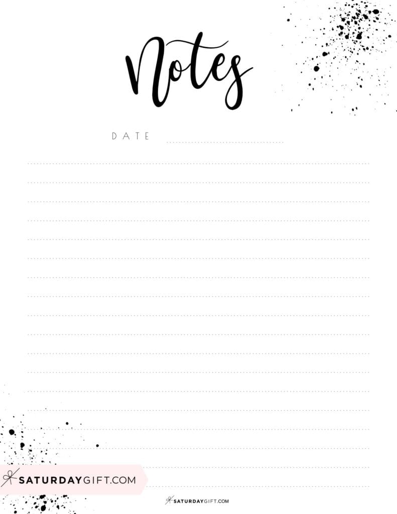 Notebook paper ink - free printable | SaturdayGift