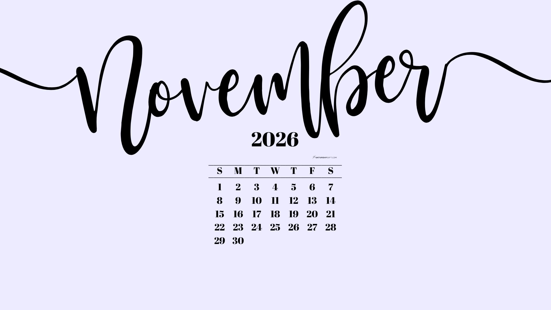 November 2026 Desktop Background Wallpaper - Lilac | SaturdayGift