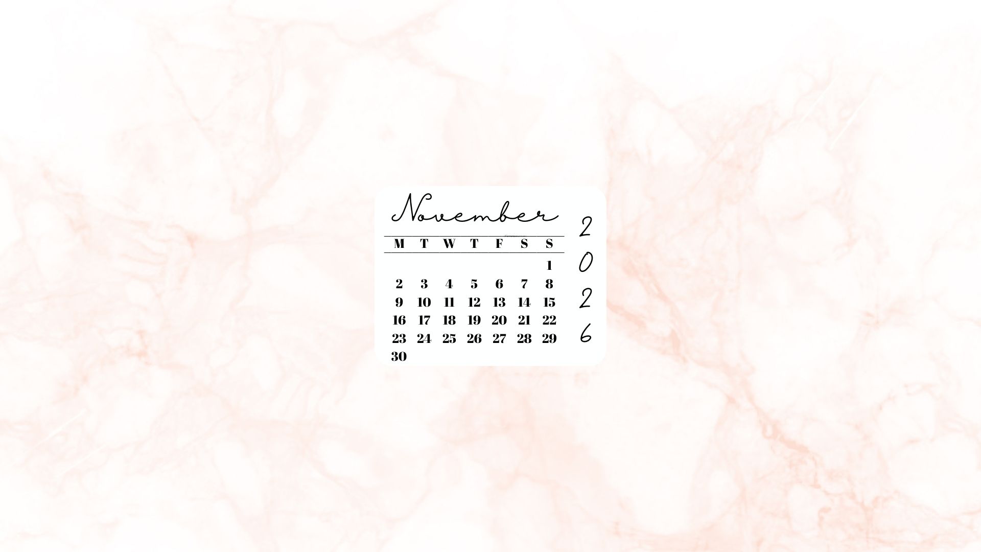 November 2026 Desktop Wallpaper Background - Peach | SaturdayGift