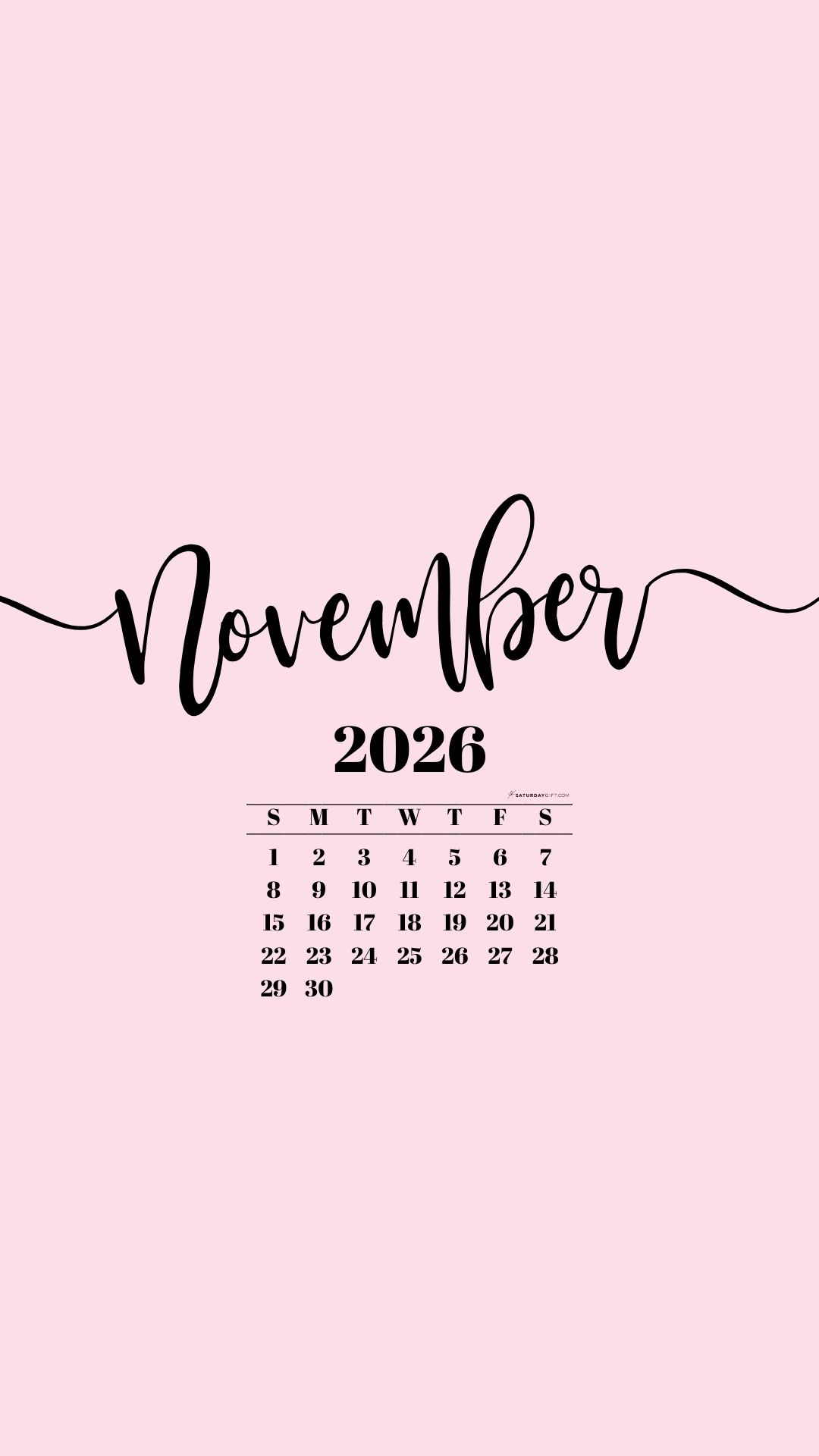 November 2026 Phone Background Wallpaper - Pink | SaturdayGift