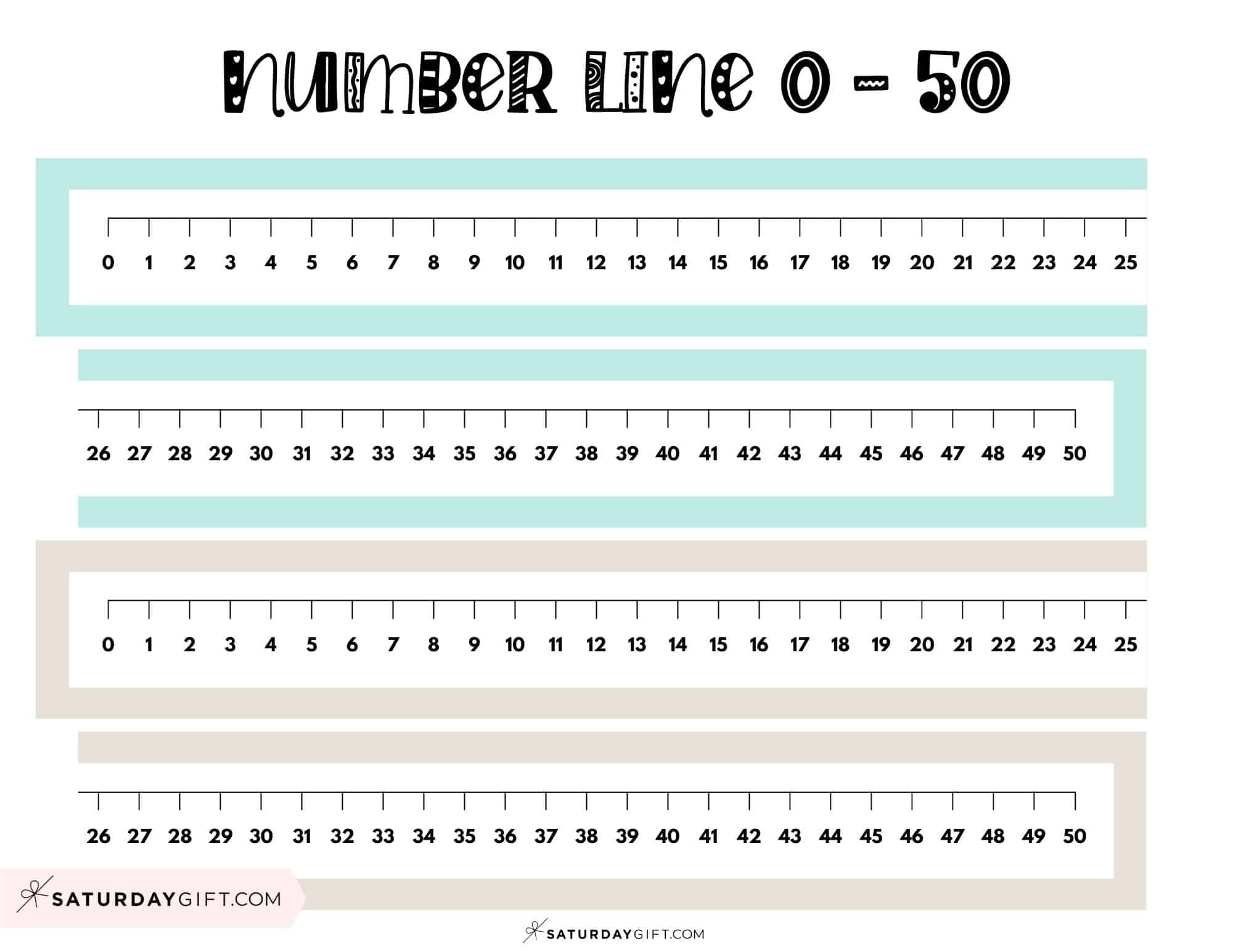 Number Line to 50 - 5 Cute &amp; Free Printables and Blank Worksheets