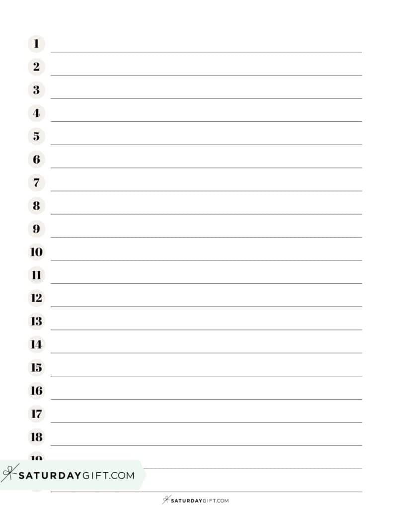 Numbered half inch lined paper printable - beige | SaturdayGift